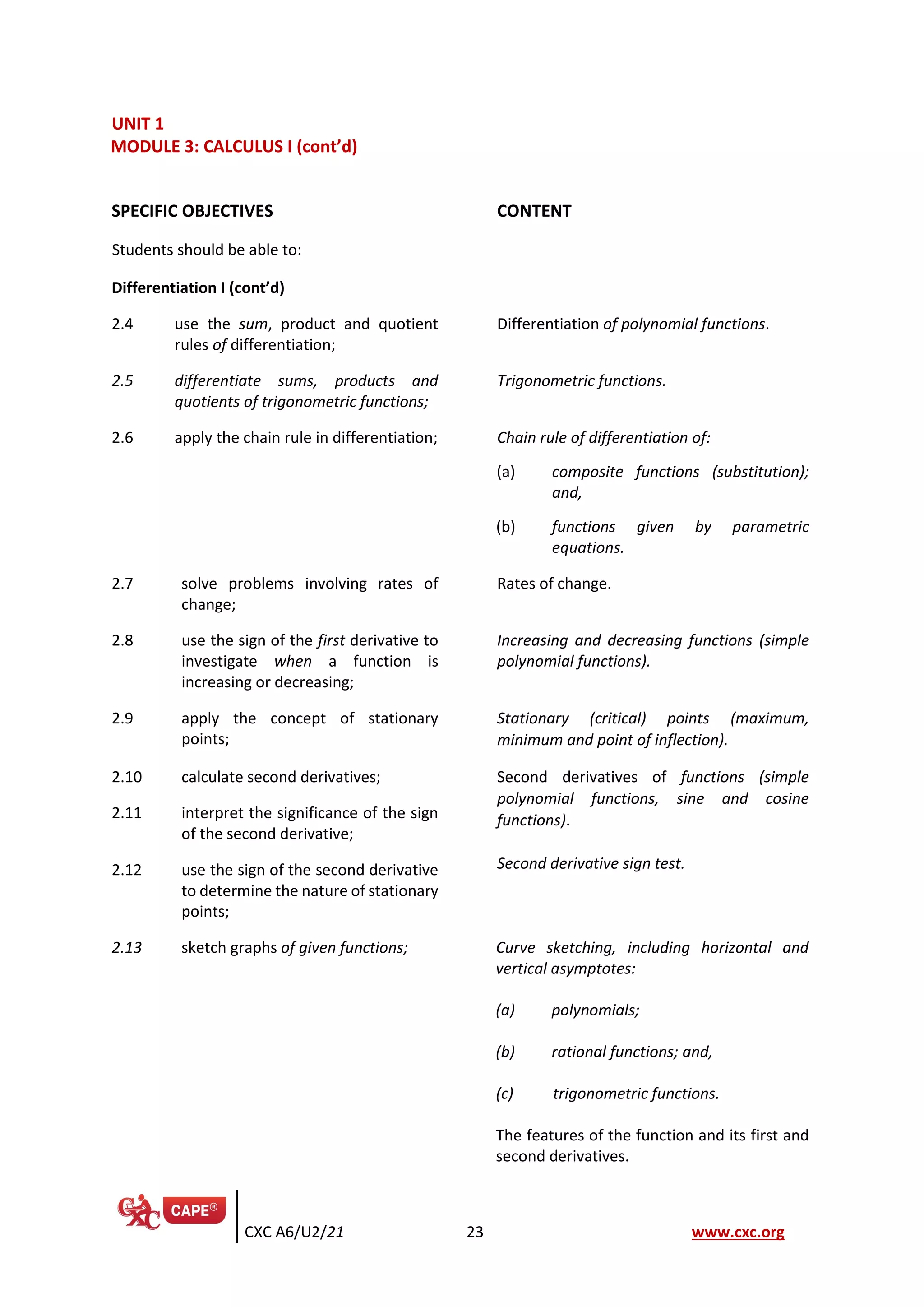 Cape pure mathematics new syllabus specimen papers pdf