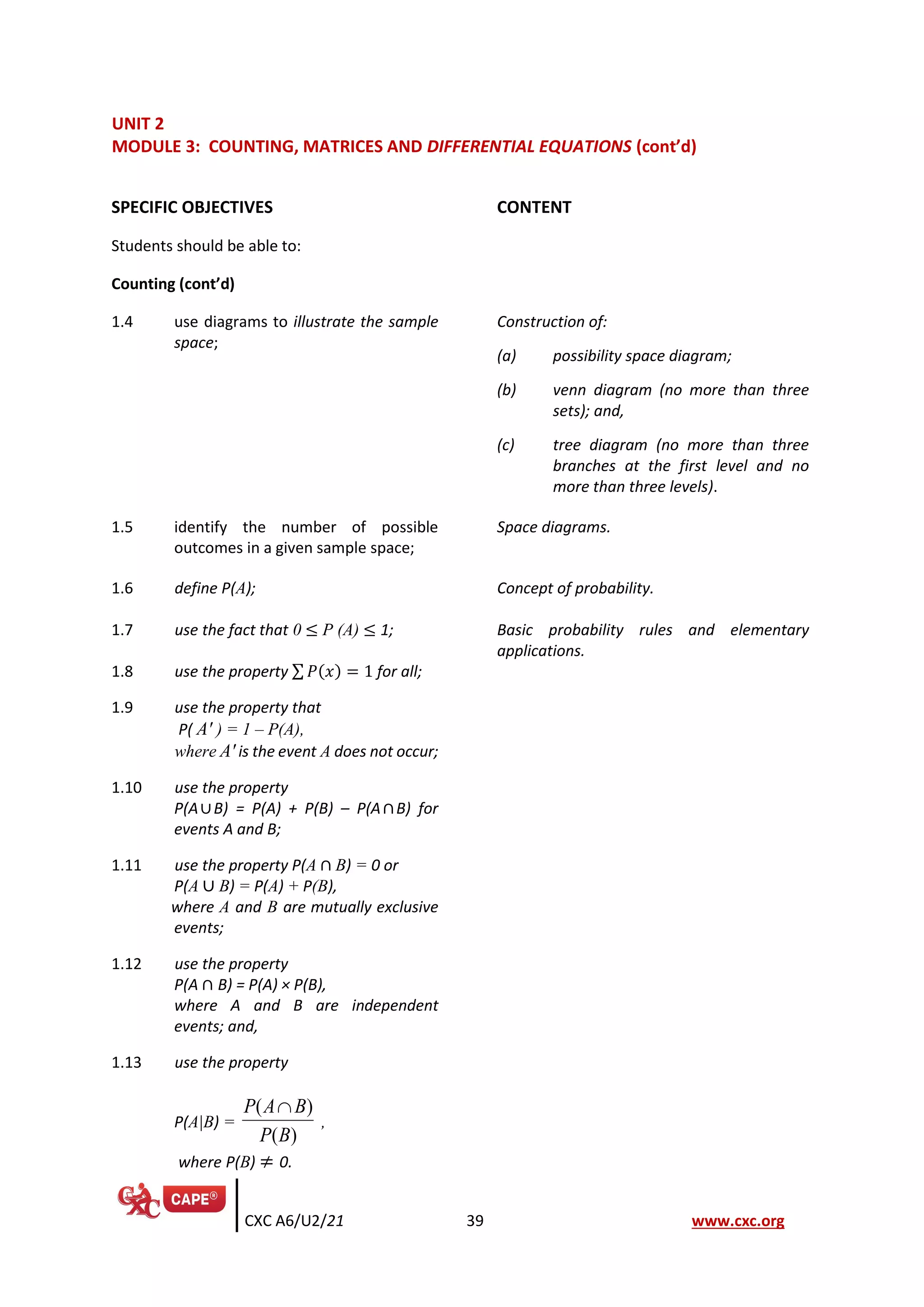 Cape pure mathematics new syllabus specimen papers pdf