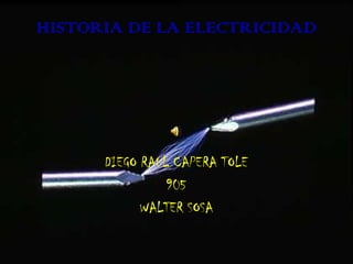 HISTORIA DE LA ELECTRICIDAD

DIEGO RAUL CAPERA TOLE
905
WALTER SOSA

 