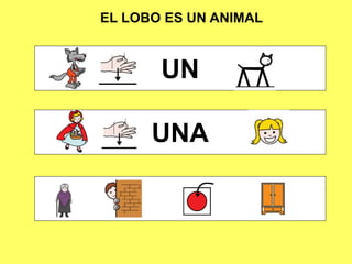 EL LOBO ES UN ANIMAL
UN
UNA
 