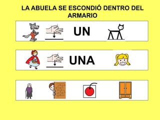 LA ABUELA SE ESCONDIÓ DENTRO DEL
ARMARIO
UN
UNA
 