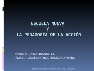 MARIA ZORAIDA OBANDO GIL ISMAEL ALEJANDRO RODRIGUEZ QUINTERO 26/02/2011 DIPLOMADO EN PEDAGOGIA EDUCATIVA  U.P.B. 