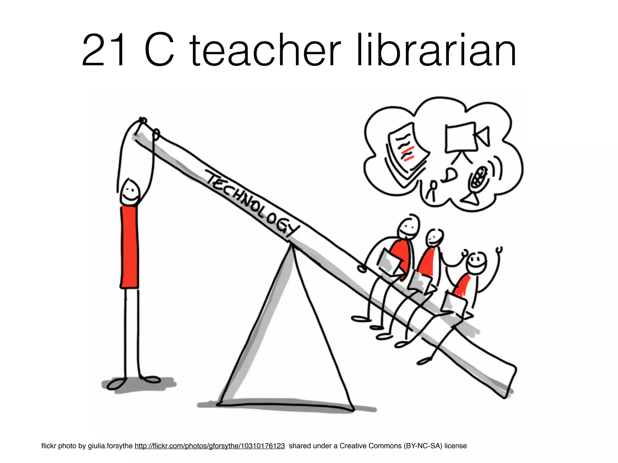 21 C teacher librarian
ﬂickr photo by giulia.forsythe http://ﬂickr.com/photos/gforsythe/10310176123 shared under a Creative Commons (BY-NC-SA) license
 