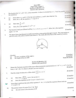 Cape Pure Mathematics Unit 1 Past Paper Solutions 2024 – OYHP