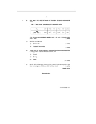 CAPE GEOGRAPHY UNIT 2 PAST PAPER- PAPER 2- 2011 | PDF