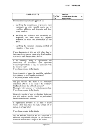 Capex audit checklist | DOC
