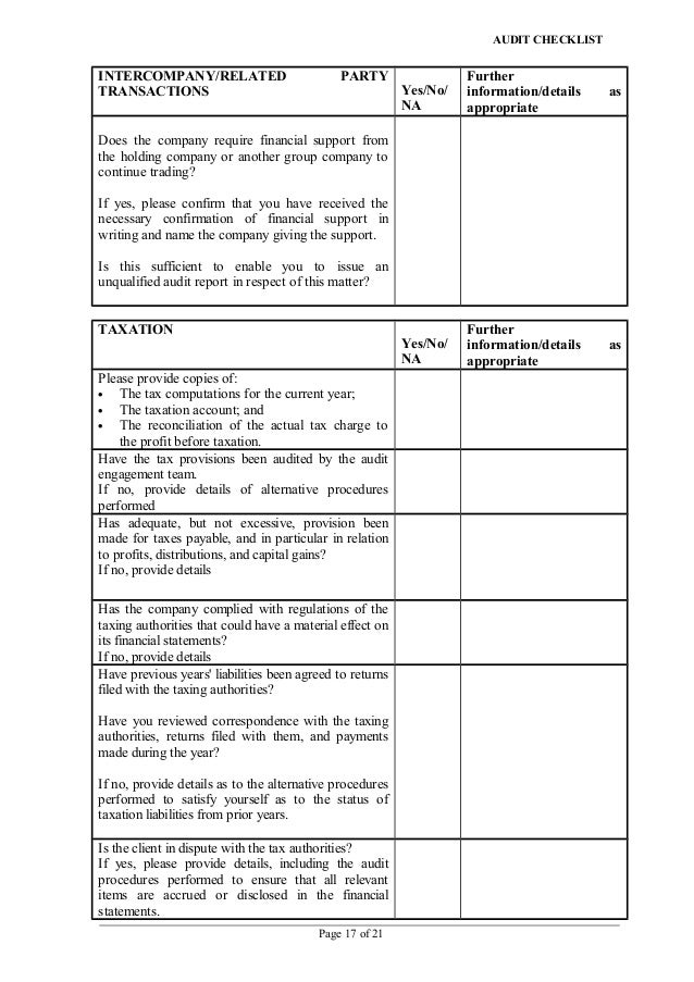 Audit file review checklist Audit file review checklist