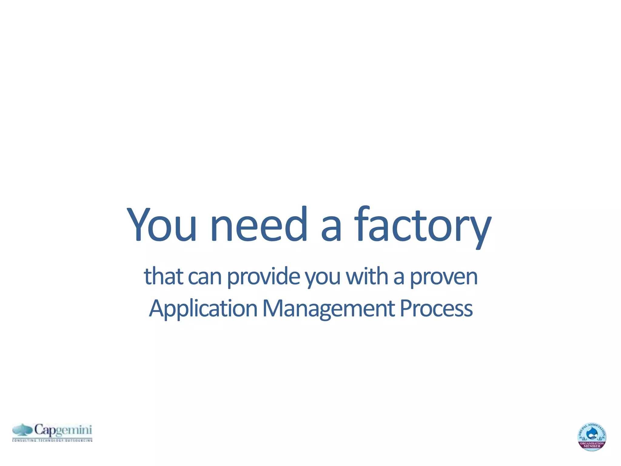 You need a factorythat can provide you with a provenApplication Management Process 