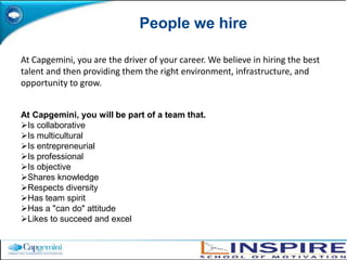 Management TeamPaul Hermelin Chief Executive OfficerPaul Spence Deputy General Manager, Director of DevelopmentNicolas Dufourcq Deputy General Manager, Chief Financial OfficerAlain Donzeaud General SecretaryPierre-Yves Cros Consulting (Capgemini Consulting)Hubert Giraud Business Process OutsourcingCyril Garcia Strategy and TransformationPhilippe Grangeon Marketing and CommunicationsSalilParekh Application Services 1*Patrick Nicolet Infrastructure ServicesOlivier Sevillia Application Services 2**Luc-François Salvador Local Professional Services (Sogeti)ArunaJayanthi CEO , India