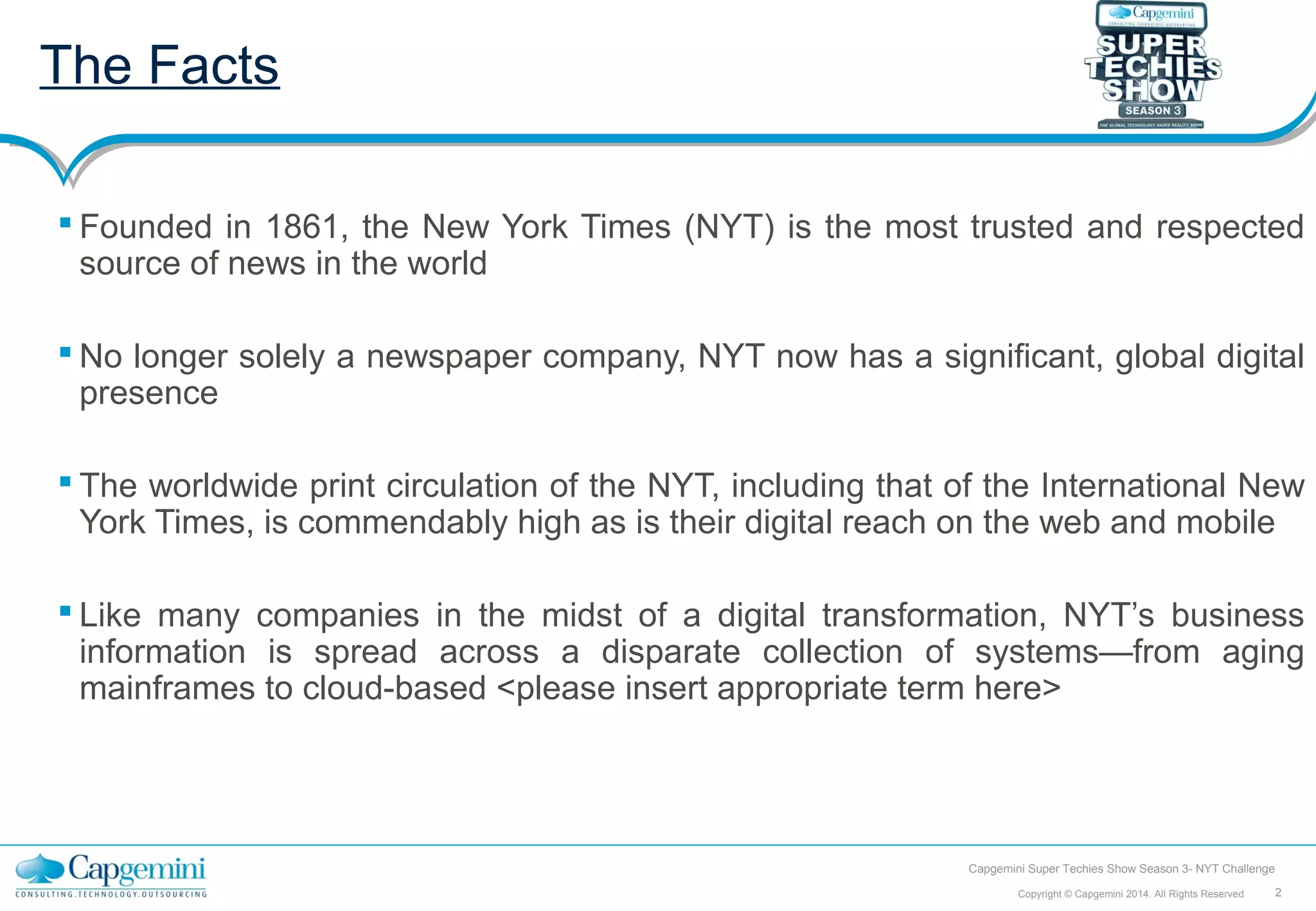 Capgemini Super Techies Show Season 3 The New York Times Challenge PPT