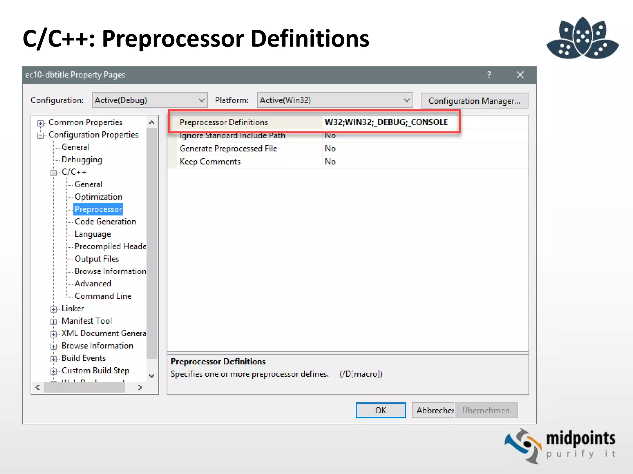 C/C++: Preprocessor Definitions
 