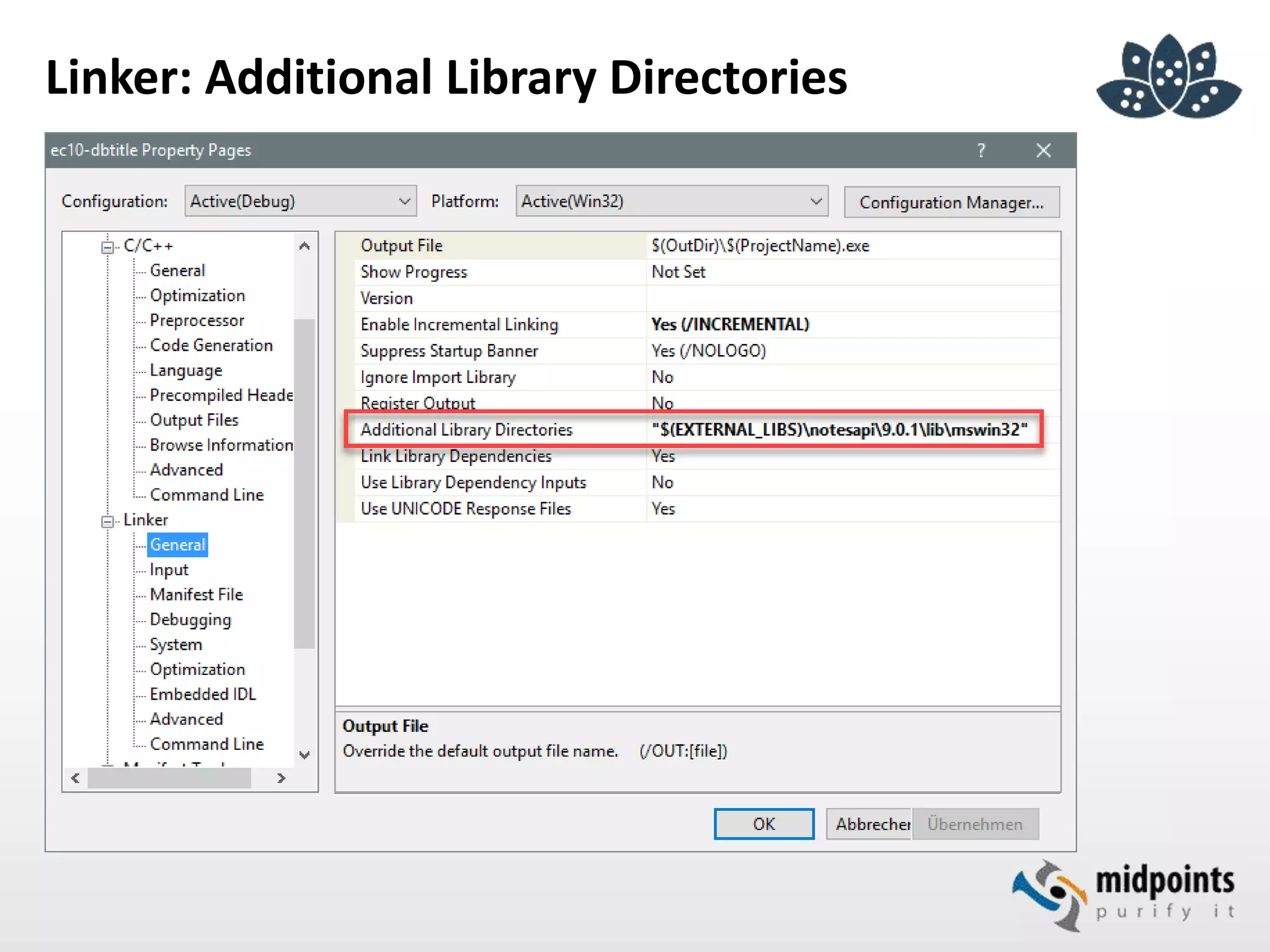 Linker: Additional Library Directories
 