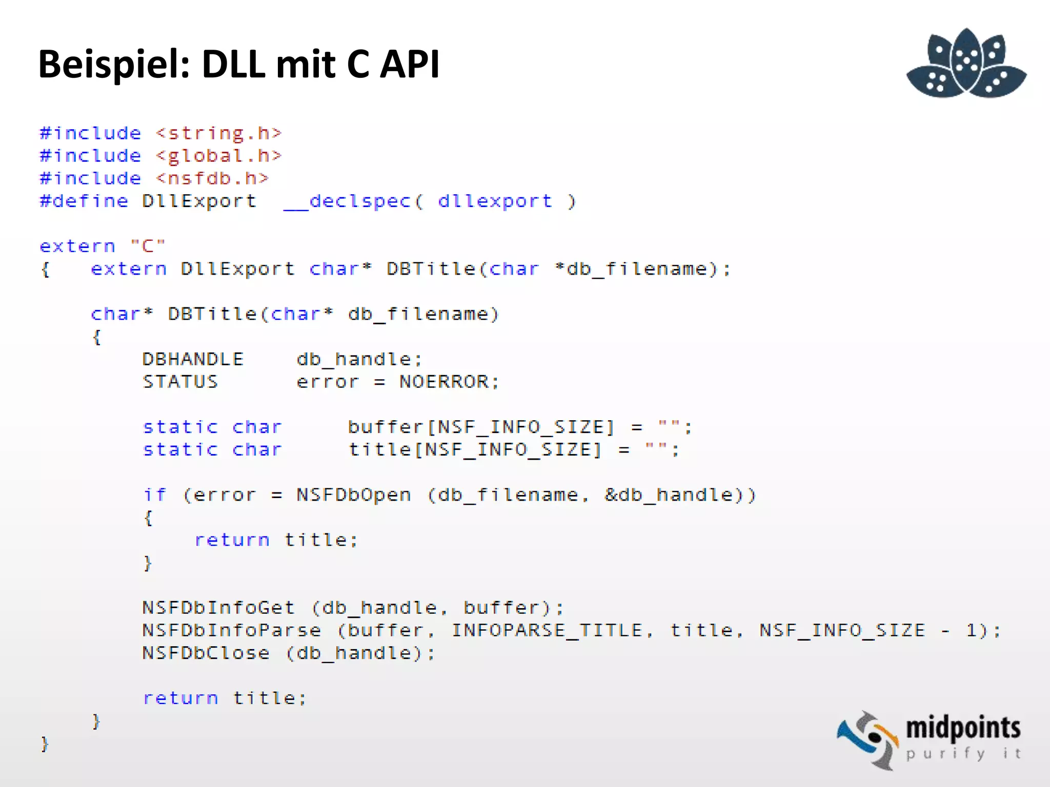 Beispiel: DLL mit C API
 