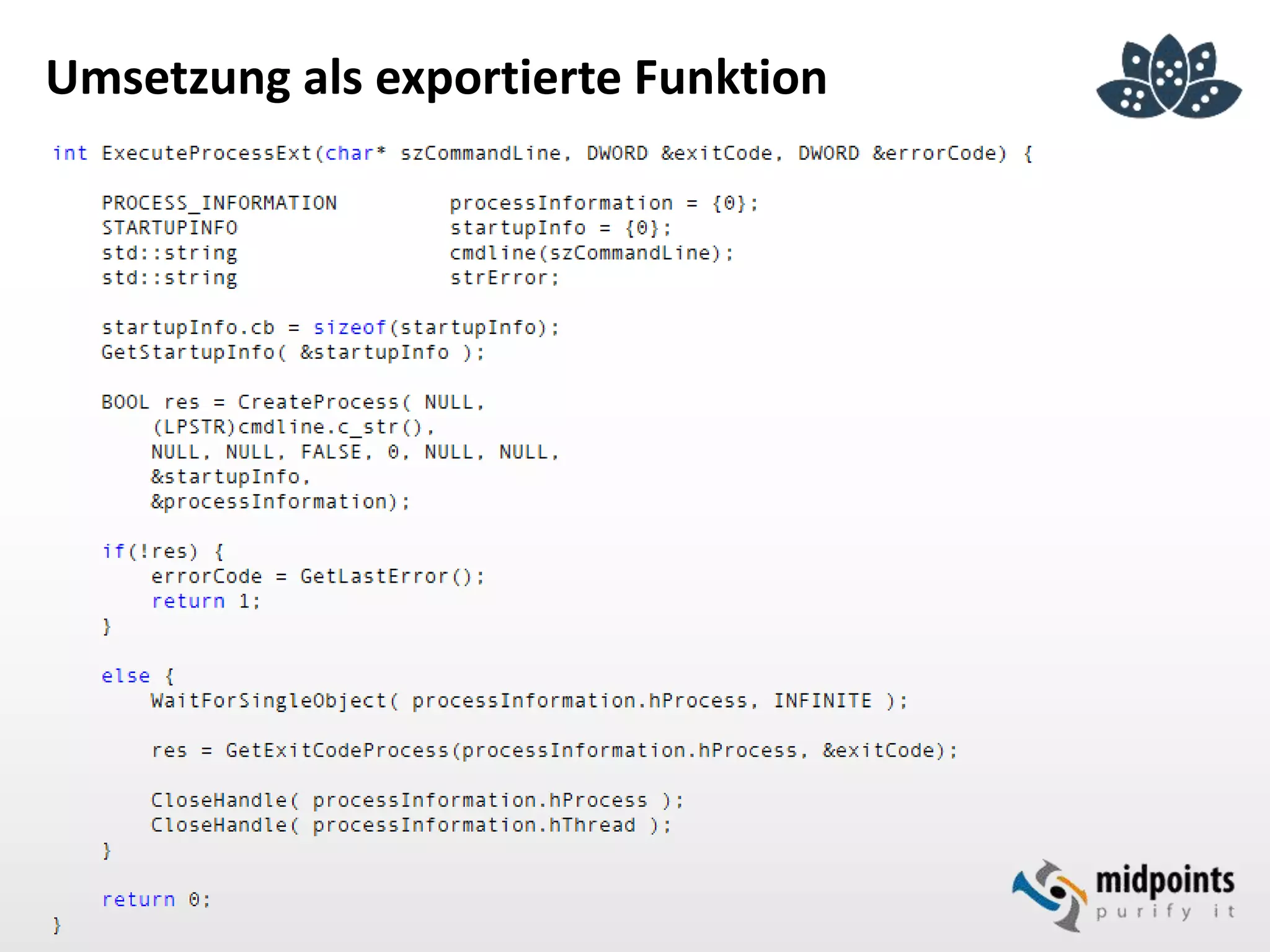 Umsetzung als exportierte Funktion
 
