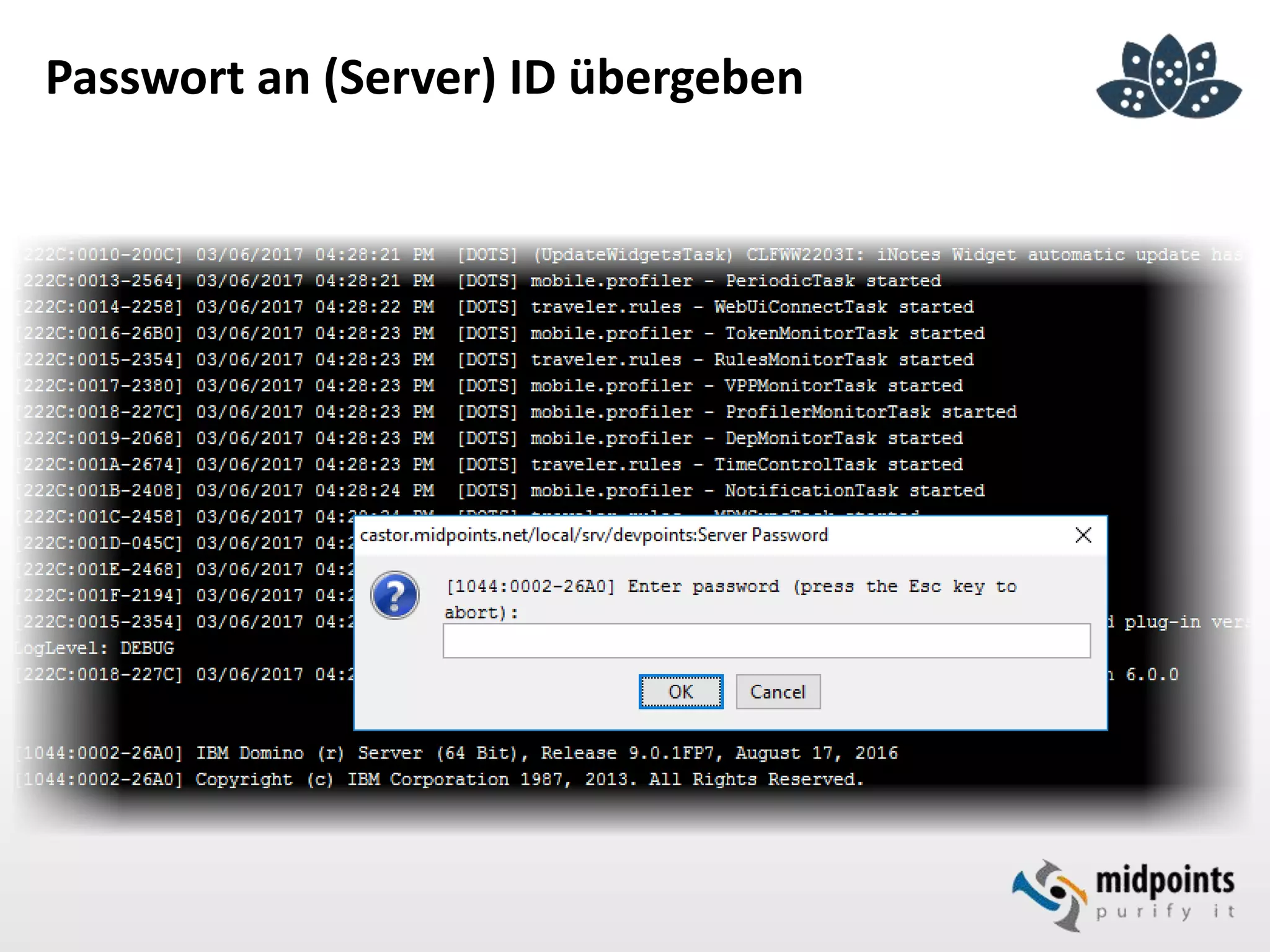 Passwort an (Server) ID übergeben
 