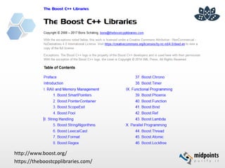 http://www.boost.org/
https://theboostcpplibraries.com/
 
