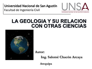 Universidad Nacional de San Agustín
Facultad de Ingeniería Civil
Autor:
Ing. Salomé Chacón Arcaya
Arequipa
 