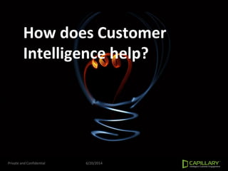 Private and Confidential 6/20/2014
How does Customer
Intelligence help?
 