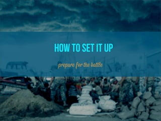 how to set it up
 prepare for the battle
 