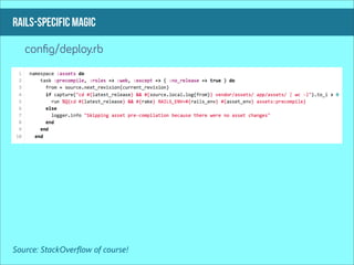 rails-specific magic

   conﬁg/deploy.rb




Source: StackOverflow of course!
 