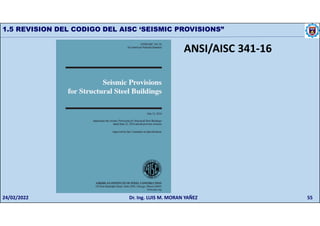 55
1.5 REVISION DEL CODIGO DEL AISC ‘SEISMIC PROVISIONS”
ANSI/AISC 341-16
24/02/2022 Dr. Ing. LUIS M. MORAN YAÑEZ
 