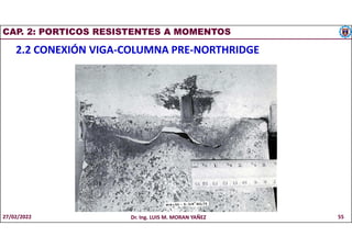 CAP. 2: PORTICOS RESISTENTES A MOMENTOS
2.2 CONEXIÓN VIGA-COLUMNA PRE-NORTHRIDGE
27/02/2022 Dr. Ing. LUIS M. MORAN YAÑEZ 55
 