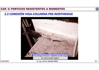 CAP. 2: PORTICOS RESISTENTES A MOMENTOS
2.2 CONEXIÓN VIGA-COLUMNA PRE-NORTHRIDGE
27/02/2022 Dr. Ing. LUIS M. MORAN YAÑEZ 59
 