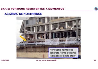 CAP. 2: PORTICOS RESISTENTES A MOMENTOS
2.3 SISMO DE NORTHRIDGE
27/02/2022 Dr. Ing. LUIS M. MORAN YAÑEZ 66
 