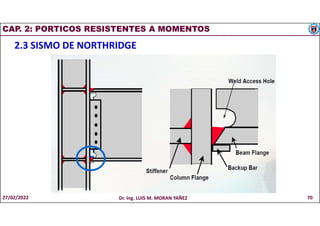 CAP. 2: PORTICOS RESISTENTES A MOMENTOS
2.3 SISMO DE NORTHRIDGE
27/02/2022 Dr. Ing. LUIS M. MORAN YAÑEZ 70
 
