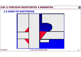 CAP. 2: PORTICOS RESISTENTES A MOMENTOS
2.3 SISMO DE NORTHRIDGE
27/02/2022 Dr. Ing. LUIS M. MORAN YAÑEZ 71
 