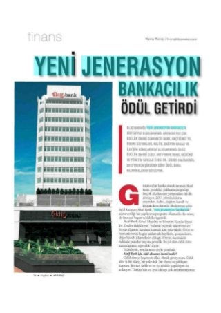 Yeni Jenerasyon Bankacılık Ödül Getirdi - Capital Dergisi Röportaj