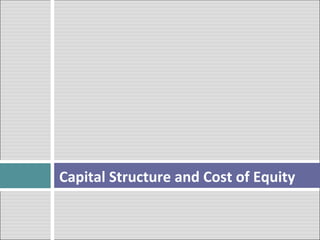 Capital	
  Structure	
  and	
  Cost	
  of	
  Equity	
  	
  
 