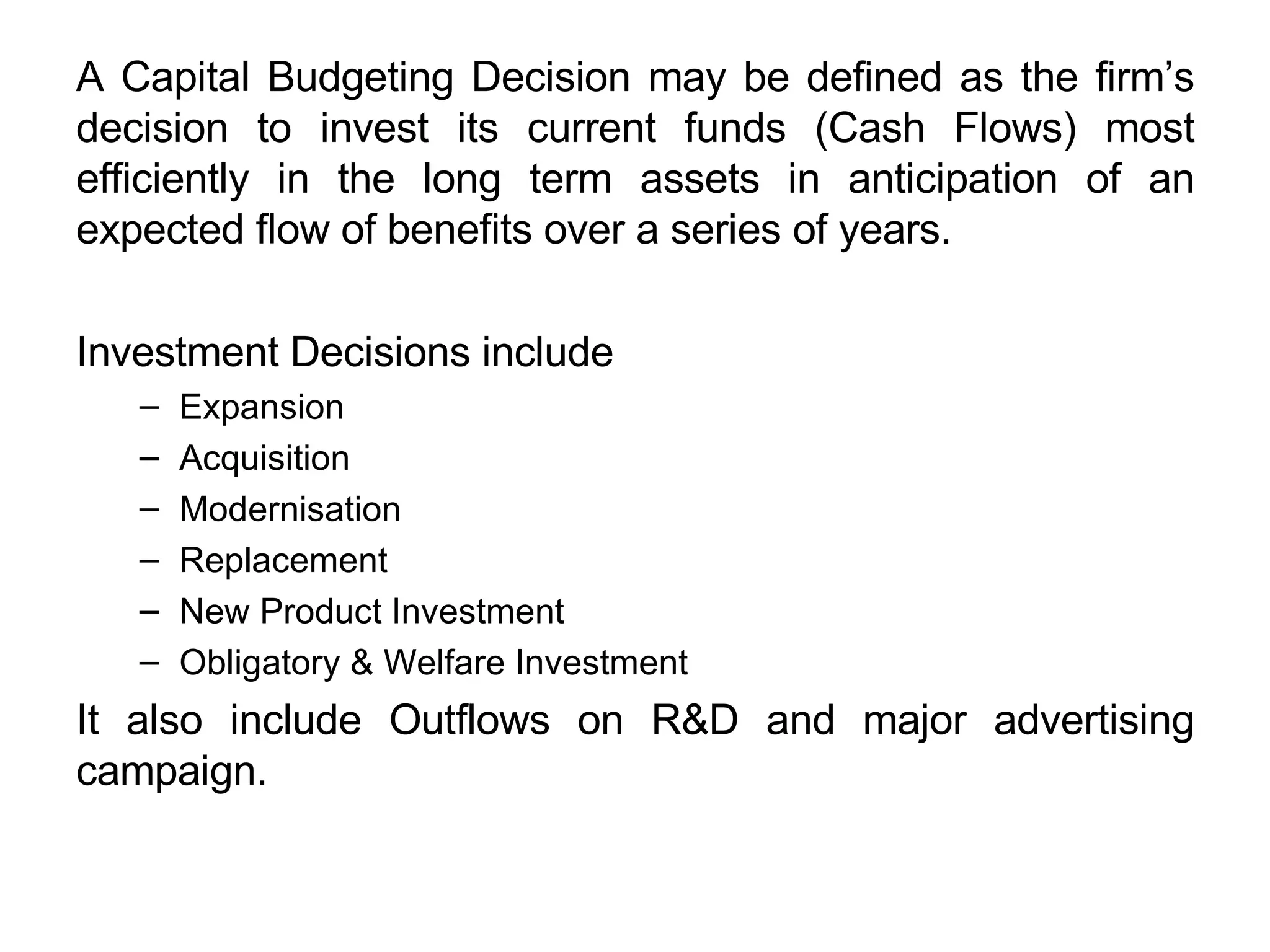 Which One Of The Following Is A Capital Budgeting Decision Capital Budgeting Decision | PPT
