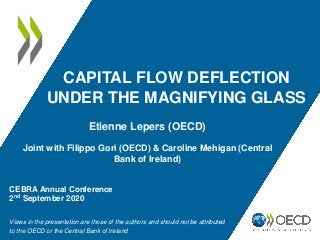 CAPITAL FLOW DEFLECTION
UNDER THE MAGNIFYING GLASS
Etienne Lepers (OECD)
Joint with Filippo Gori (OECD) & Caroline Mehigan (Central
Bank of Ireland)
CEBRA Annual Conference
2nd September 2020
Views in the presentation are those of the authors and should not be attributed
to the OECD or the Central Bank of Ireland
 
