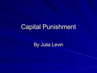Capital Punishment By Julia Levin 