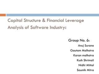 Capital Structure & Financial Leverage Analysis of Software Industry : ,[object Object],[object Object],[object Object],[object Object],[object Object],[object Object],[object Object]