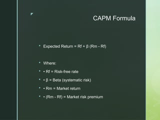 Comprehensive Overview of Capital Asset Pricing Model (CAPM) Theory and ...
