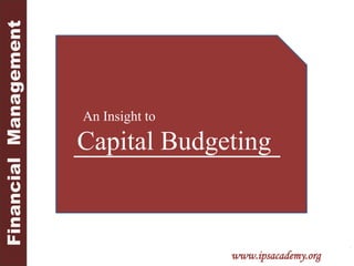 Financial  Management ips        An Insight to Capital Budgeting www.ipsacademy.org 