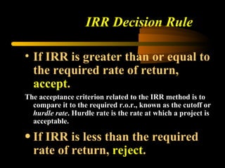 IRR   Decision Rule ,[object Object],[object Object],[object Object]