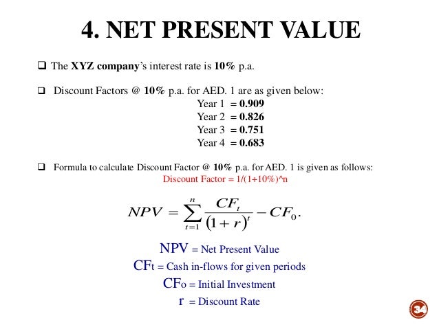 capital budgeting how to calculate discount factor for npv