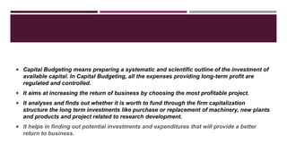 capital budgeting presentation mcom pptx | PPTX