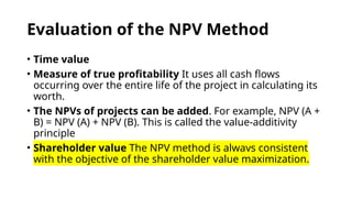 Npv Preferred Method Capital Budgeting - Discounting and Non discounting techniques, NPV ...