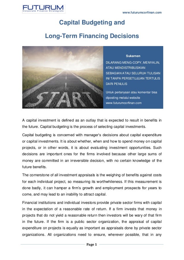 Capital Budgeting And Long Term Financing Decisions