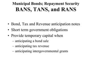 Capital budgeting and municipal bonds