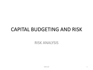 CAPITAL BUDGETING AND RISK

        RISK ANALYSIS




             SAN LIO         1
 