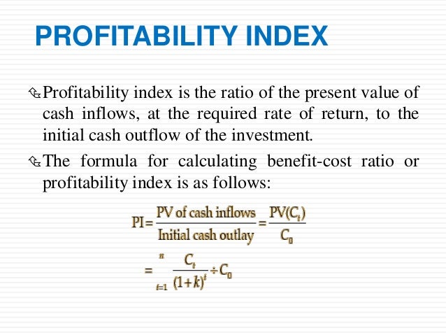 capital budgeting decisions profitability index formula