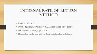 capital budgeting introduction,types of techniques and capital ...