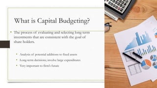 capital budgeting introduction,types of techniques and capital ...