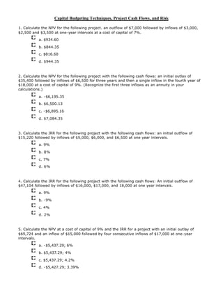 Capital budgeting problems | PDF