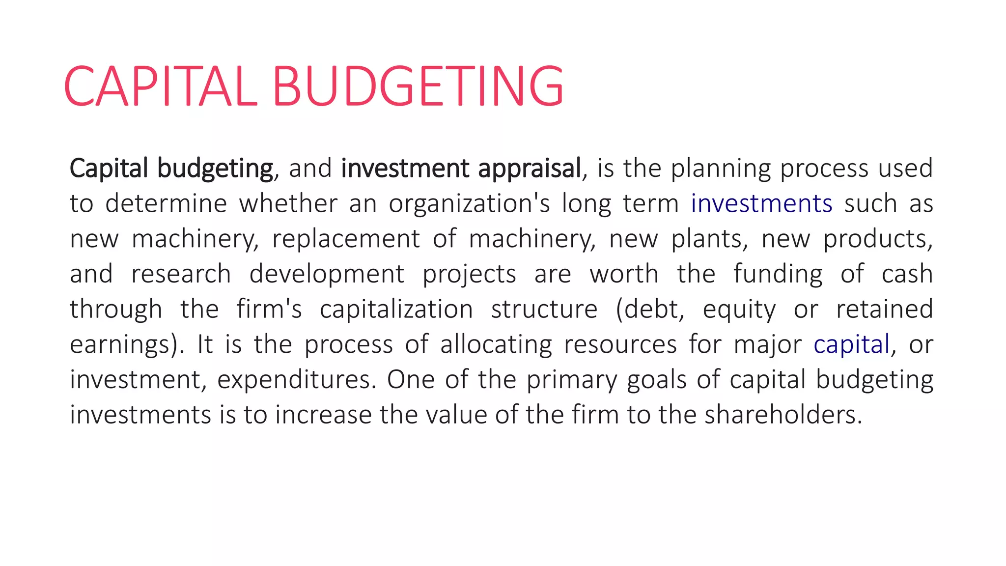 Capital budgeting theory | PPTX